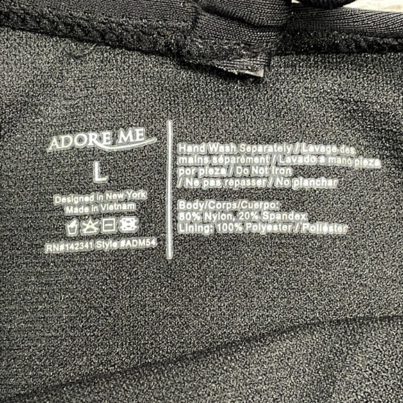 NWT Adore Me One Piece Swimsuit Black Strappy Silver Metal Ring Style #ADM54 L - Picture 12 of 14